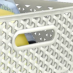 Curver My Style Large Rectangular Plastic Storage Basket - Vintage White - 18L -Hush and Home Store 12809473 1634833219339873