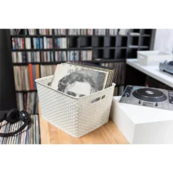 Curver My Style Large Rectangular Plastic Storage Basket - Vintage White - 18L -Hush and Home Store 12809473 2494833219402225