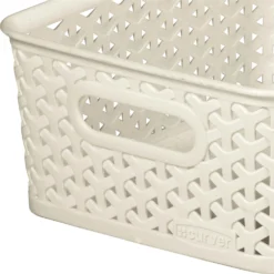 Curver My Style Small Rectangular Plastic Storage Basket - Vintage White - 4L -Hush and Home Store 12809474 1134833220281357