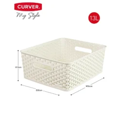 Curver My Style Medium Rectangular Plastic Storage Basket - Vintage White - 13L -Hush and Home Store 12809476 1834833218868618