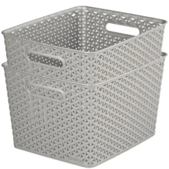 Curver My Style Large Rectangular Plastic Storage Basket - Grey - 18L -Hush and Home Store 12814518 1964832988641727