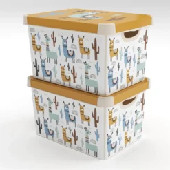 Curver Stockholm Llama Plastic Deco Storage Box - Multi-Coloured - 22L -Hush and Home Store 12824053 2554832983038804