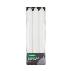 Pack Of 6 Dinner Candles - White - 20cm
