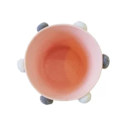 Round Cotton Rope Blush Pom Pom Basket -Hush and Home Store 12886596 9294857031512957