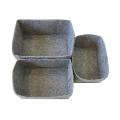 Set Of 3 Grey Oval Felt Baskets -Hush and Home Store 12886601 1784857031680822