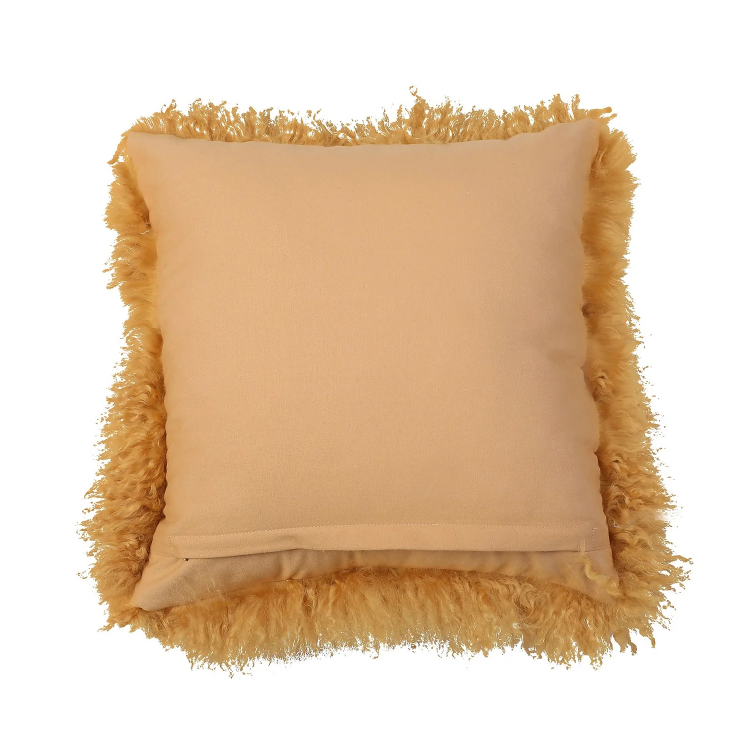 House Beautiful Real Mongolian Wool Cushion - Mustard - 38x38cm 3 House Beautiful Real Mongolian Wool Cushion - Mustard - 38x38cm - Image 3