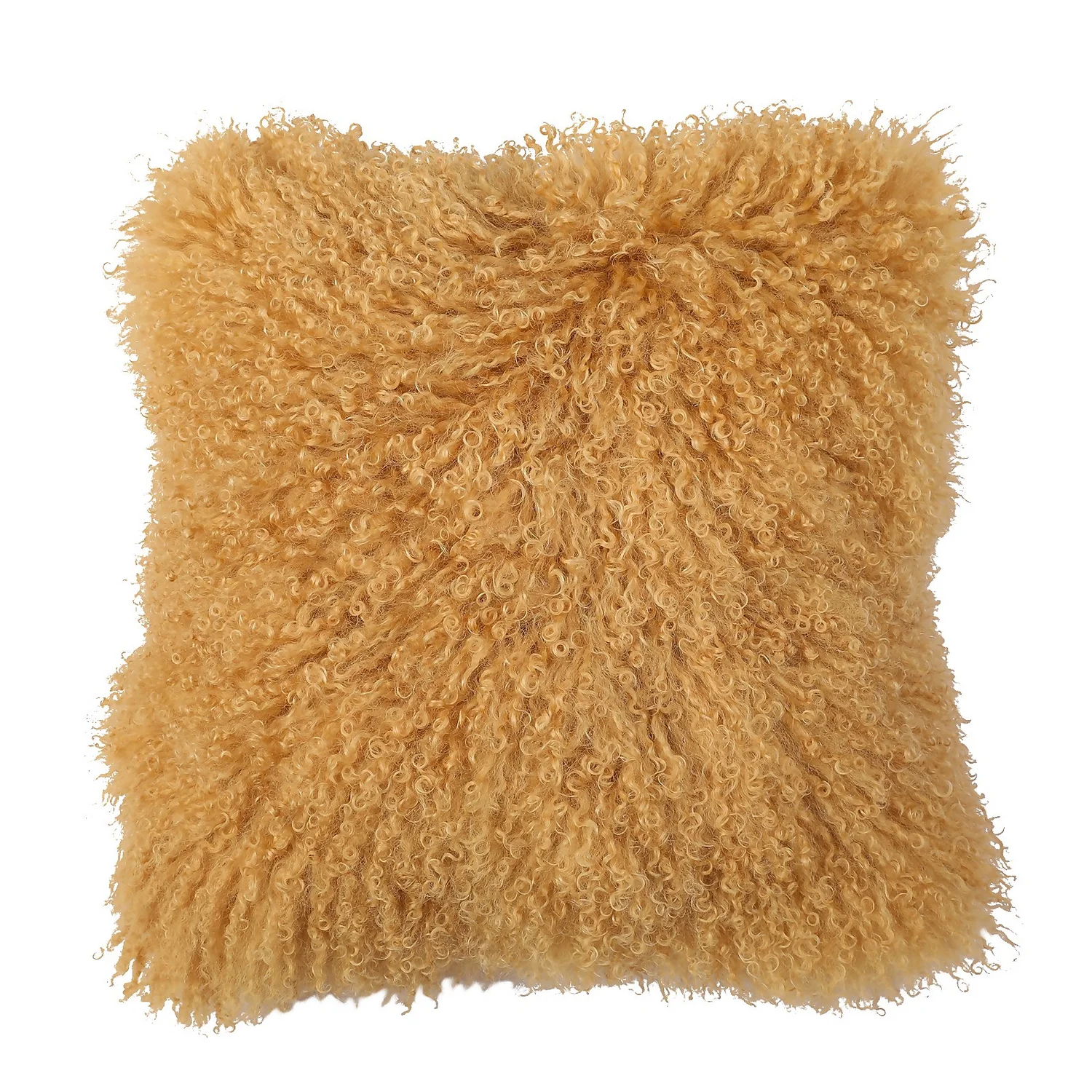 House Beautiful Real Mongolian Wool Cushion - Mustard - 38x38cm 1 House Beautiful Real Mongolian Wool Cushion - Mustard - 38x38cm