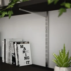 Twin Slot Shelving Kit - 1600mm Krome Twinslot And 120mm Brackets - Chrome Effect -Hush and Home Store 12888689 9434843283631975