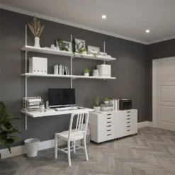 Anti-bacterial Twin Slot Shelving Kit - 1981mm White Twinslot And 216mm Brackets - White -Hush and Home Store 12888871 1964843291924494