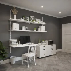 Anti-bacterial Twin Slot Shelving Kit - 1981mm White Twinslot And 320mm Brackets - White -Hush and Home Store 12889038 2554849582824321