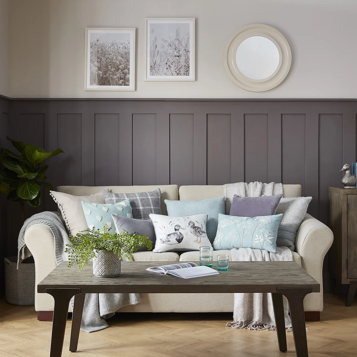 Country Living Wool Check Cushion - 50x50cm - Grey 2 Country Living Wool Check Cushion - 50x50cm - Grey - Image 2