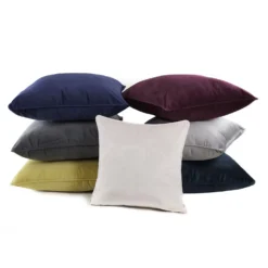 None Large Plain Velvet Cushion - Ochre - 58x58cm -Hush and Home Store 12912566 1374845786406251