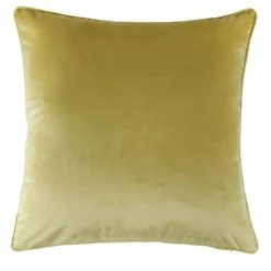 None Large Plain Velvet Cushion - Ochre - 58x58cm