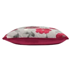 Cut Velvet Poppy Cushion - 45x45cm - Red -Hush and Home Store 12969631 3994900336062000