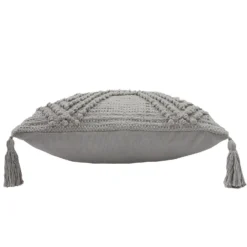 Knot Tassle Cushion - 45x45cm - Grey -Hush and Home Store 12969632 3254900336157898