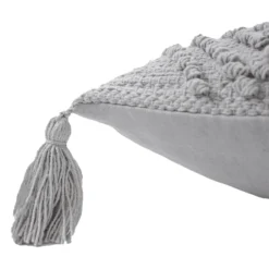 Knot Tassle Cushion - 45x45cm - Grey -Hush and Home Store 12969632 9484900336201881