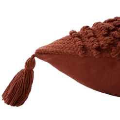 Knot Tassle Cushion - 45x45cm - Teracotta -Hush and Home Store 12969640 1444900336194909