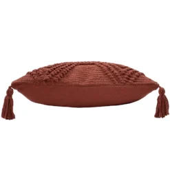 Knot Tassle Cushion - 45x45cm - Teracotta -Hush and Home Store 12969640 7964900336173075