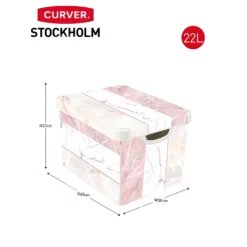 Curver Stockholm Mixed Marble Deco Storage Box - Pink & White 22L -Hush and Home Store 13148481 2094896660314901