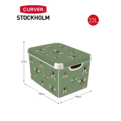 Curver Stockholm Bees Deco Storage Box - Green - 22L -Hush and Home Store 13169626 1944898511856227