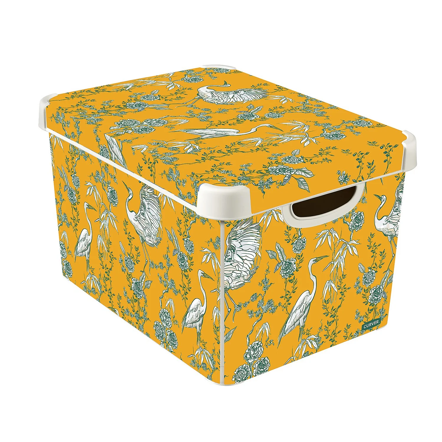 Curver Stockholm Stork Deco Storage Box - Yellow - 22L 1 Curver Stockholm Stork Deco Storage Box - Yellow - 22L