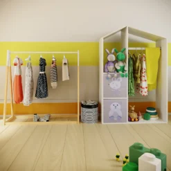 Kids A-Frame Clothes Rail - Natural & White -Hush and Home Store 13277679 1074929069107268