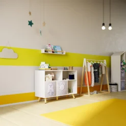 Kids Storage Rail Bookshelf - White & Natural -Hush and Home Store 13277681 8734928016632247