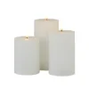 Pack Of 3 LED Pillar Ribbed Candles - White