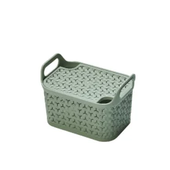 Small Urban Storage Basket With Lid - Green